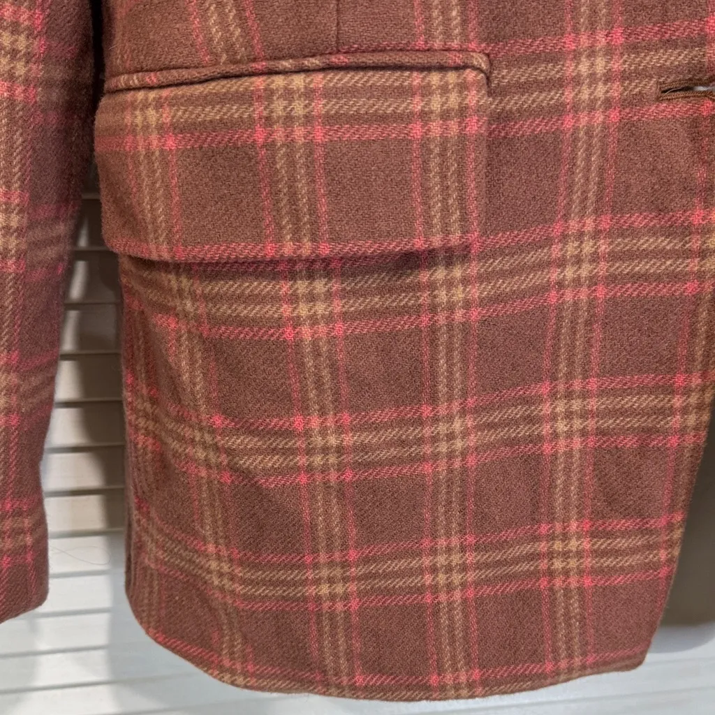 Liz Claiborne Red and Brown Plaid Blazer - Image 4
