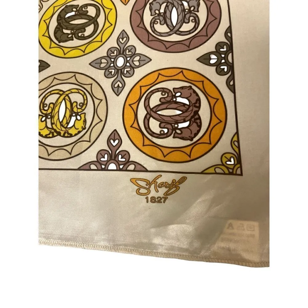 Vintage Sharif 1827 scarf 25 x 25 1/2” Tan - Image 3