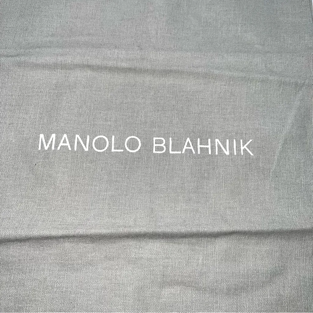 Manolo Blahnik Gray Cotton Drawstring Dust Bag 13.5” X 10.5” - Image 2