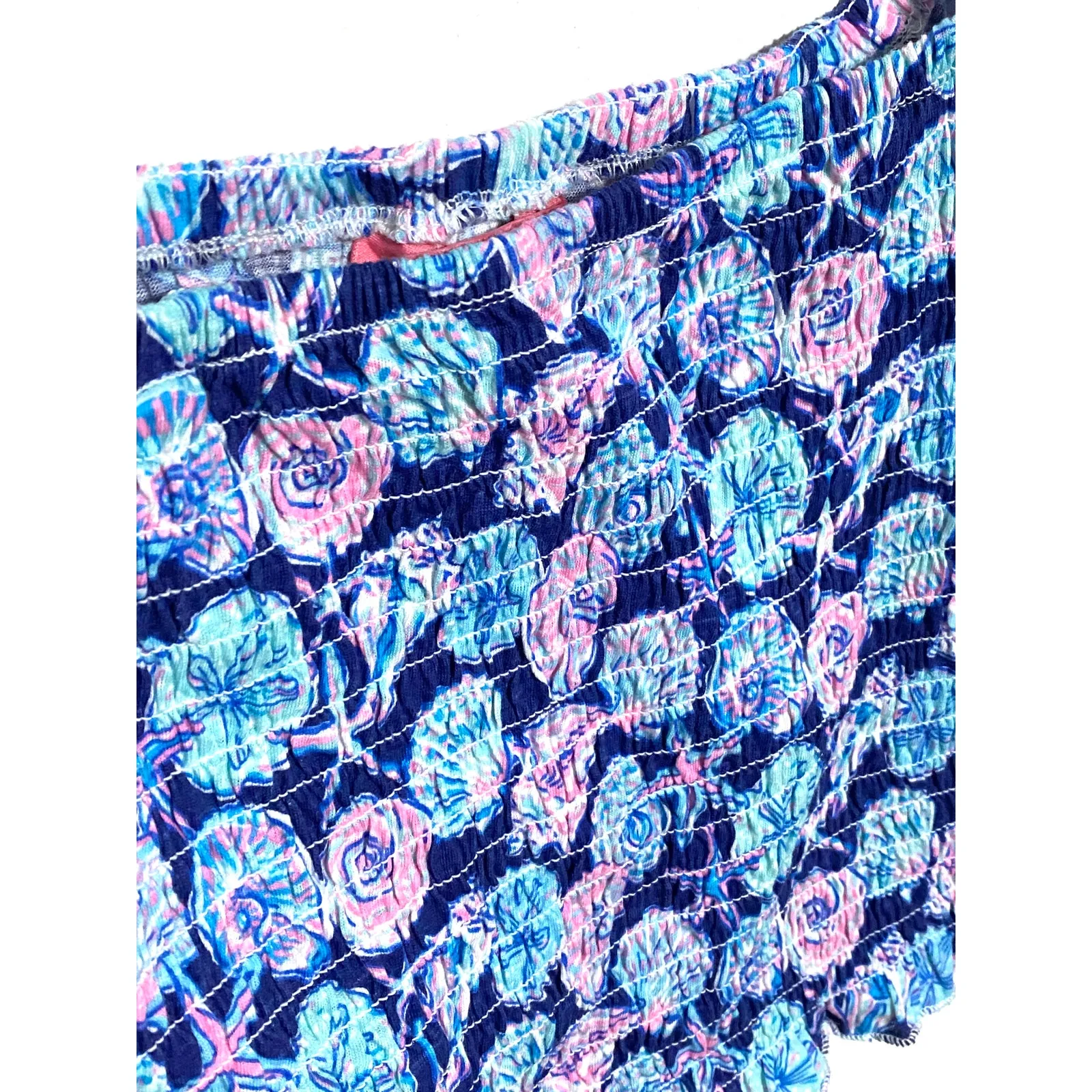 Simply Southern Seashell Crop Top M Smocked Coastal Nautical Preppy Beachy Boho - Image 3