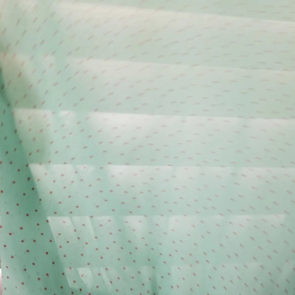 Birdcage S green Polka Dot Chiffon Cinched Waist Teal Chiffon Blouse - Image 4