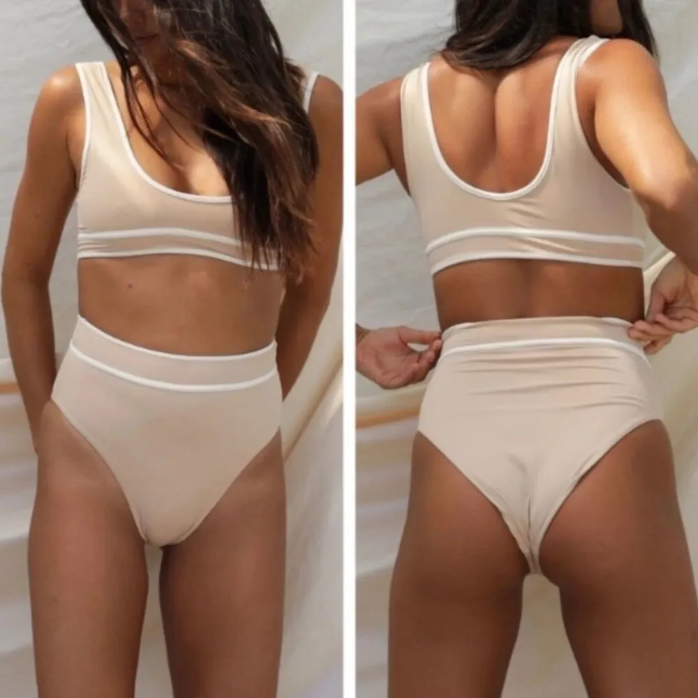 Stone Fox Women's Bikini Dahlia Juniper Bathing Suit in Tan Cream Small Medium - Image 12