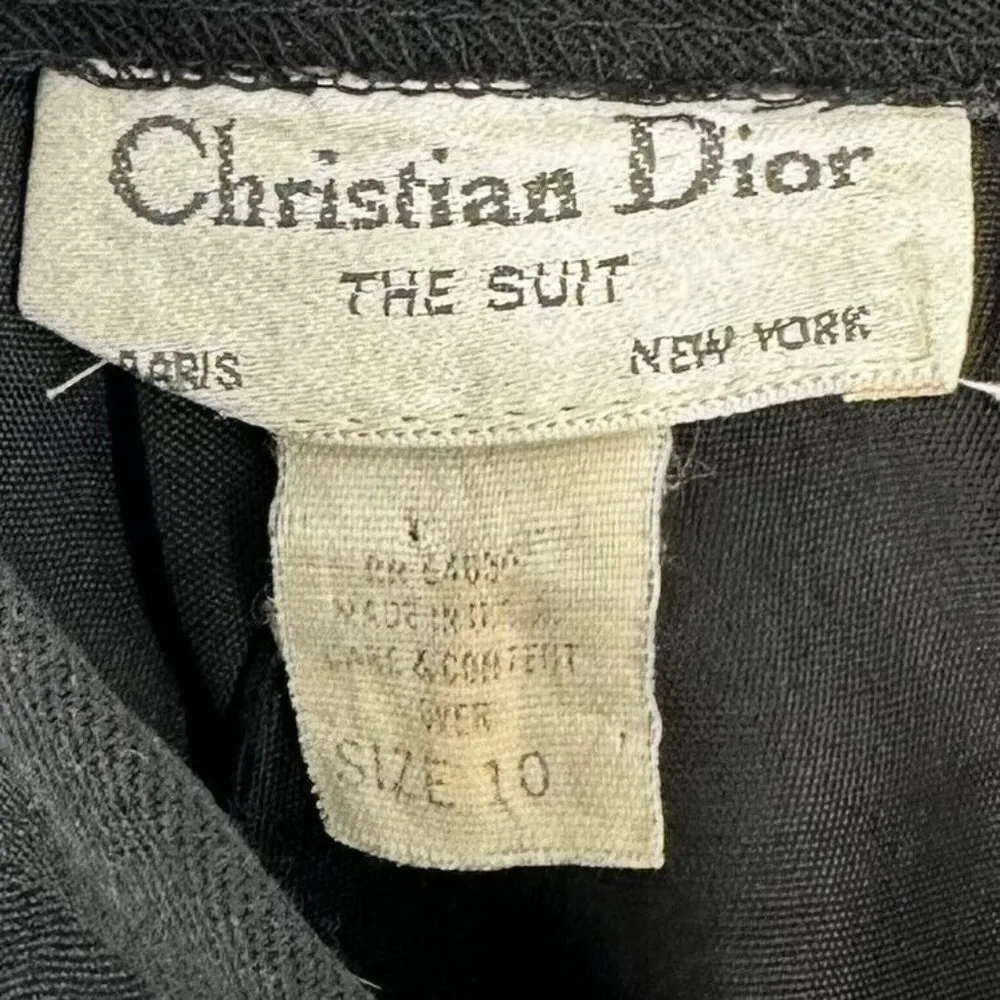 Vintage Christian Dior Black Wool Twill Pencil Midi Skirt Size 10 Career - Image 2