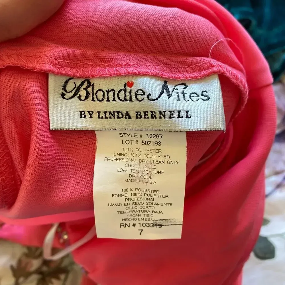 BLONDIE NITES Vintage Bubblegum Pink Formal Party Dress 1990s Y2K Size 4 Hoco - Image 5