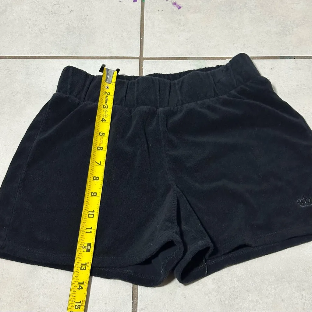 Juicy Couture Women Velour Black Velvet Shorts Elastic Waist size XS - Image 6