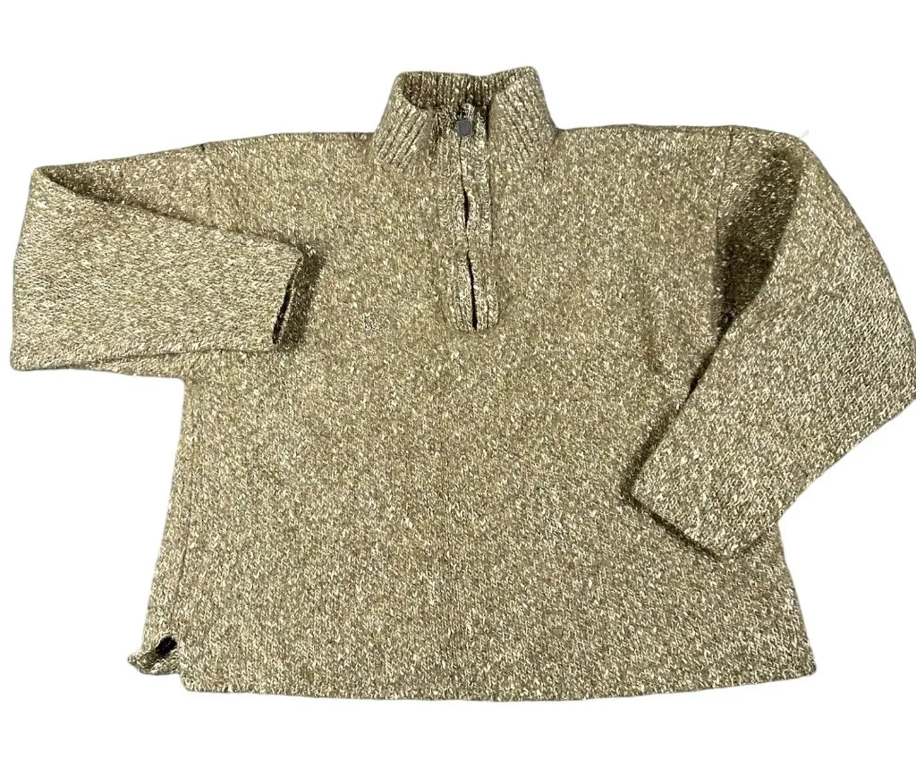 Vtg Levis Silvertab Womens Large Green Itchy Pullover 1/4 Zip Boxy Crop Sweater Green - Image 1