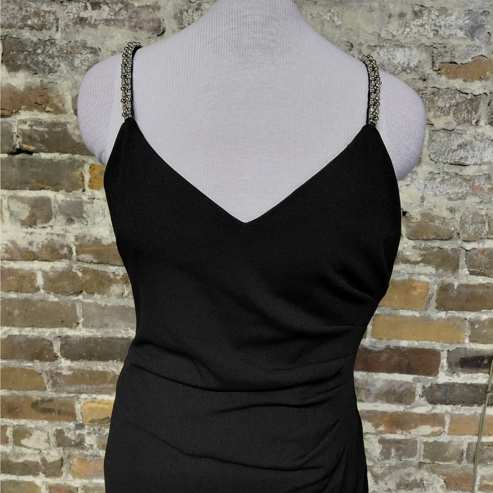 Xscape Women's Cocktail Party Dress Size 8P Black Midi Wedding Guest Night Out - Image 6