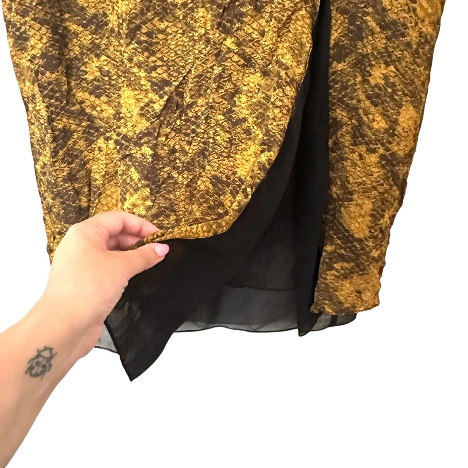 SAYLOR Snake Print Midi‎ Skirt Yellow Medium - Image 4
