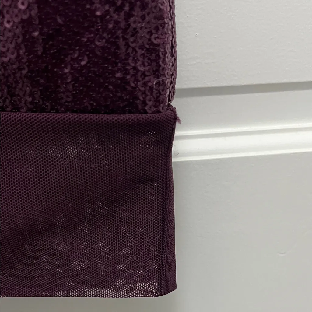 BCBG Maxazria Barlow Dark Purple Sequins & Mesh Mini Dress - Size Small - Image 5