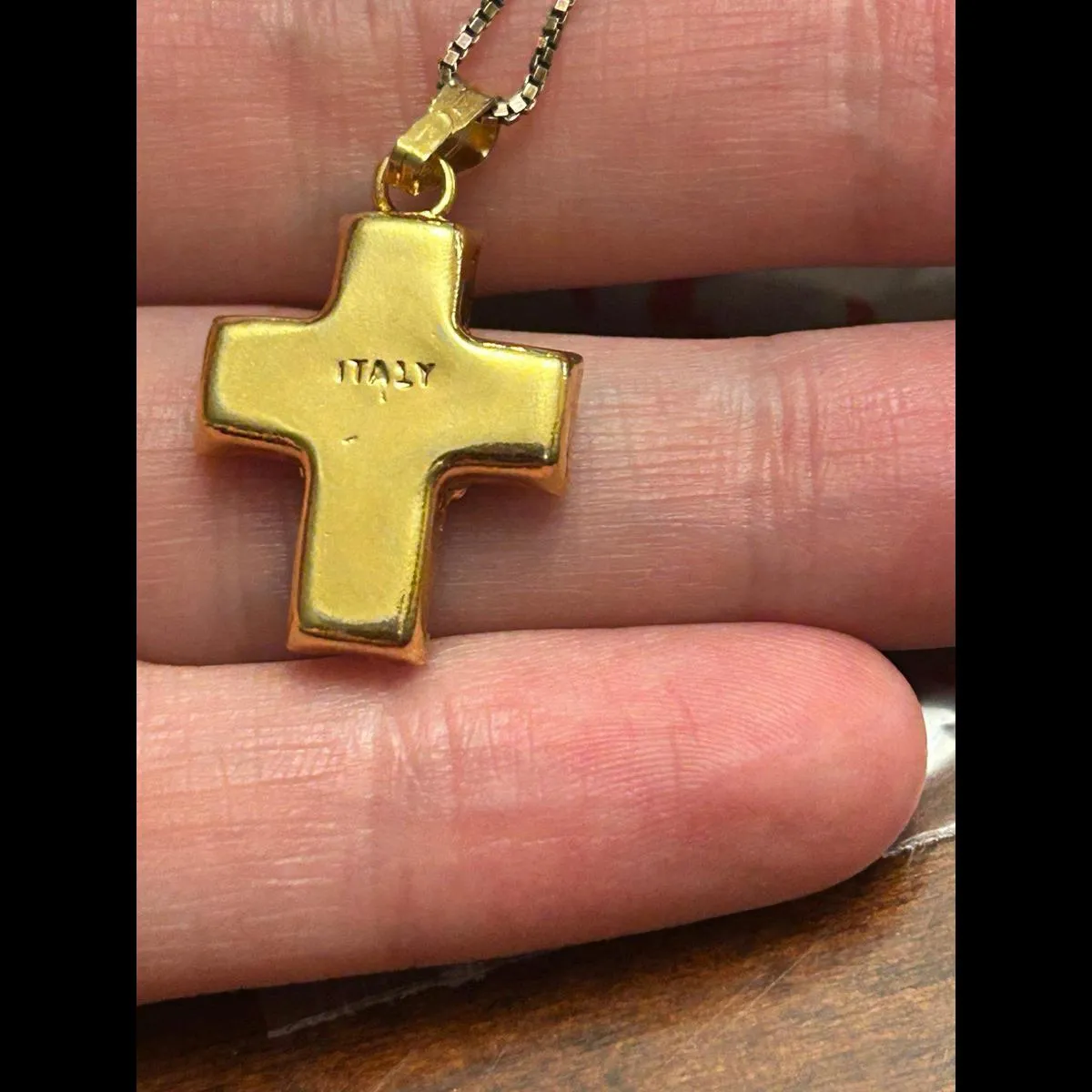 18 inch h16 4.16g cross pendant necklace 925 sterling silver gold tone - Image 4