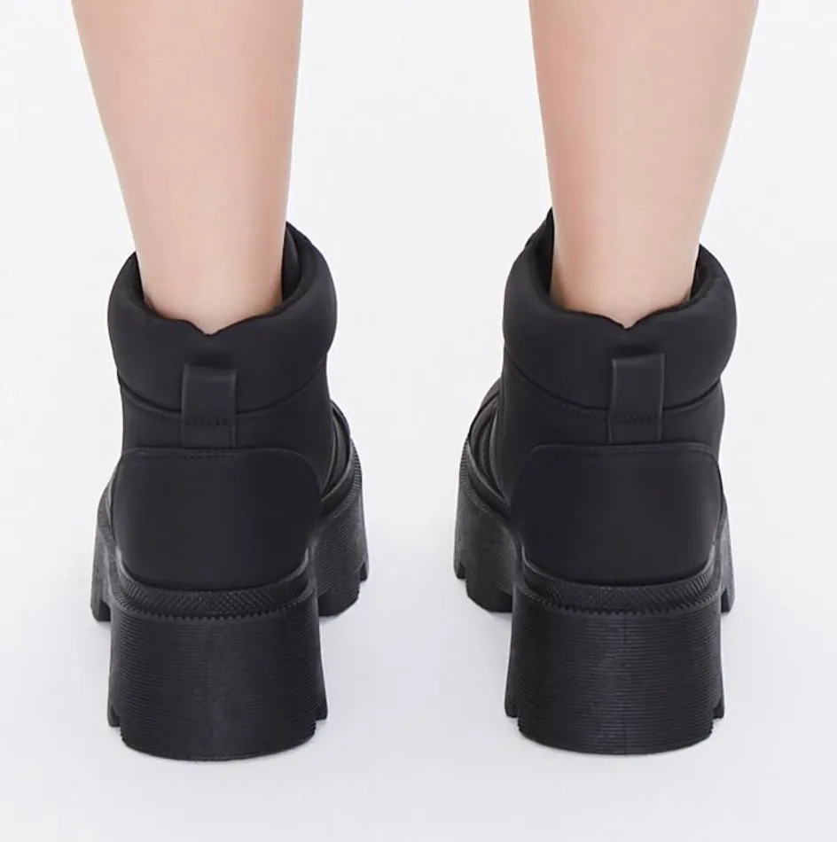 Forever 21 Black Lace Up Platform Booties - Image 2