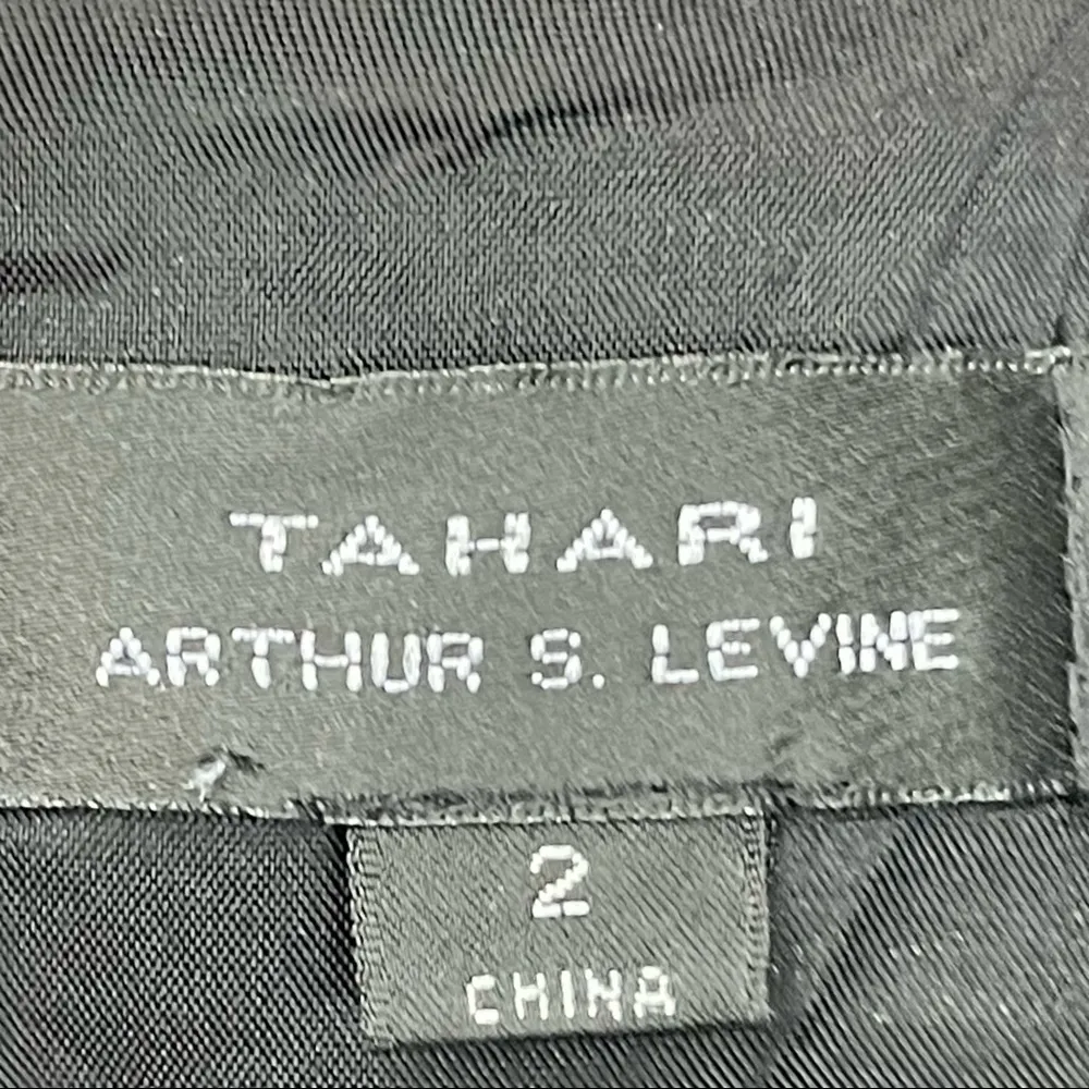 TAHARI Arthur S. Levine Black Sleeveless Draped Ruffle Dress Size 2 - Image 13