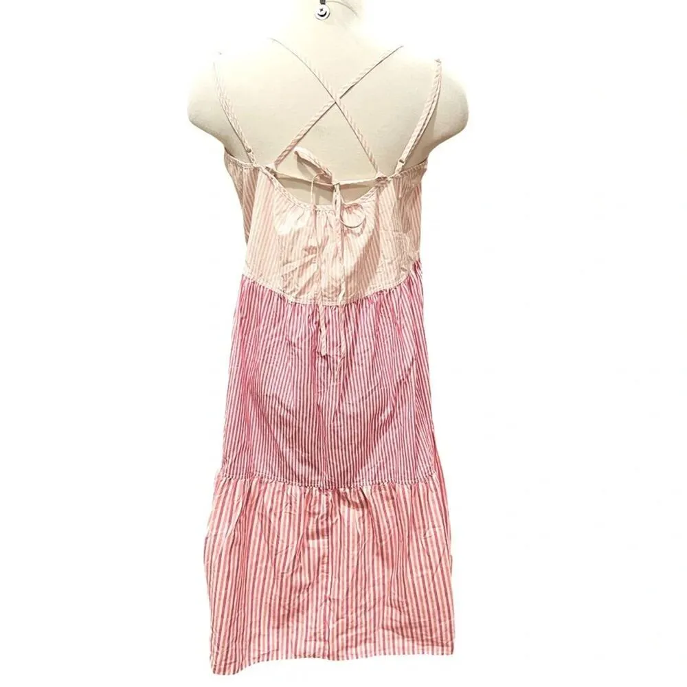 Free Assembly Sleeveless Double X Strap Cross Back Tiered Midi Dress Size XL NWT Pink - Image 8