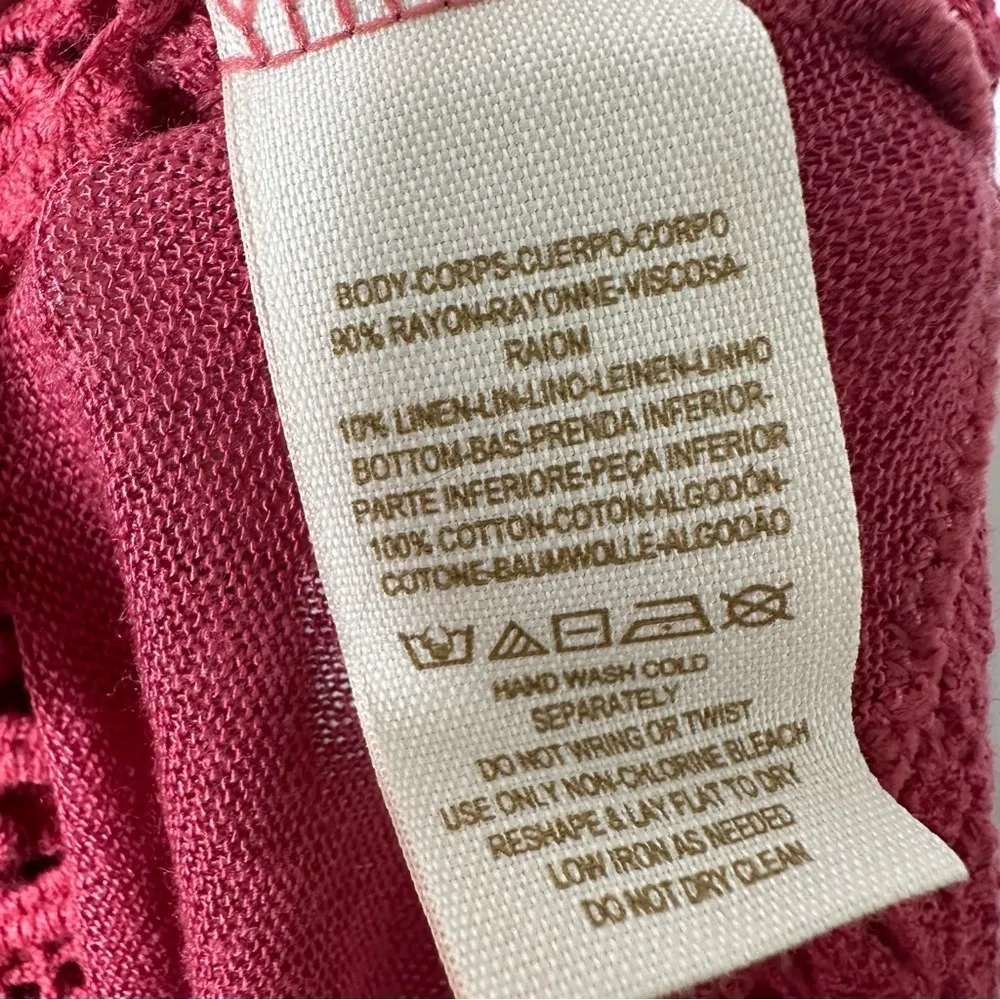 Free People Intimately T-Back Crochet Lace Hem Linen Blend Maxi Slip Dress Small - Image 9