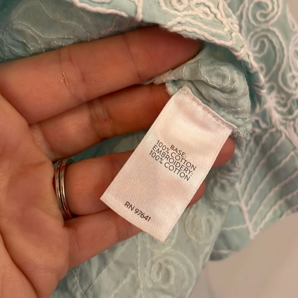 J.Jill aline notch neck popover top embroidered size xsp Green - Image 8