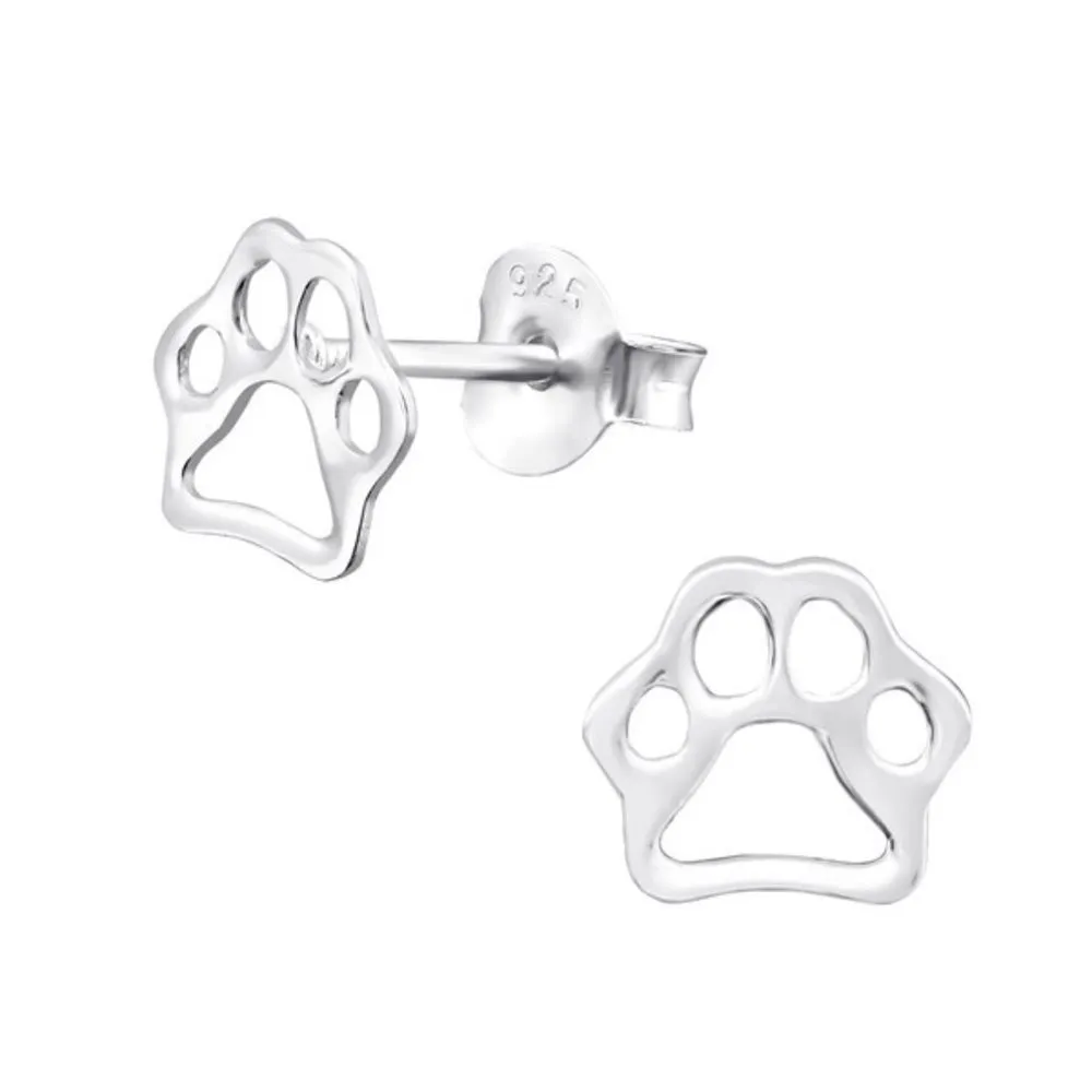 Children's Silver Paw Print Ear Studs - Image 3