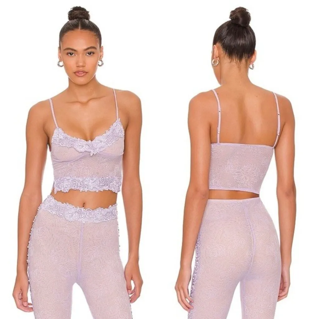 NEW Boys Lie x Yung Reaper Lace Low Rise Pant M Purple Lilac Sheer Pearl - Image 4