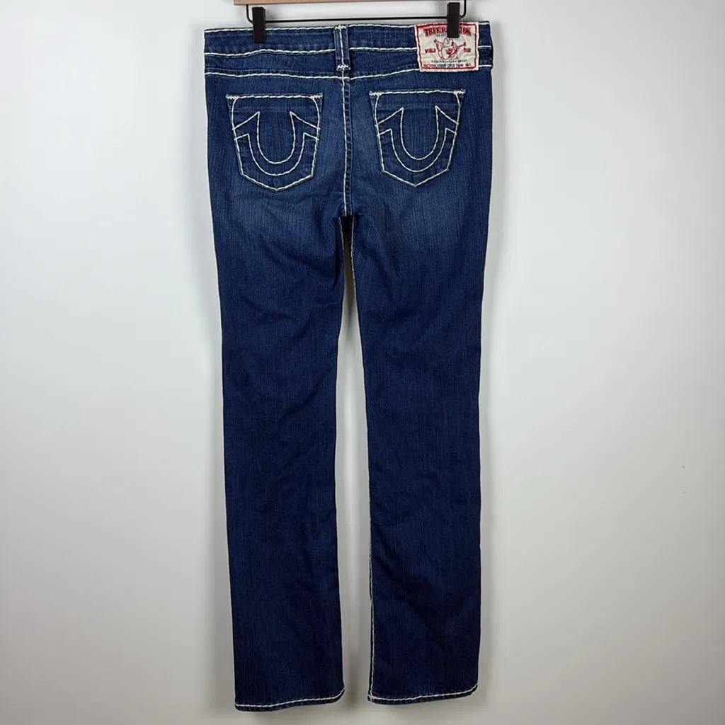 True Religion Straight Leg Boot Jeans Women’s Size 31 Mid Rise Dark Wash Denim - Image 6