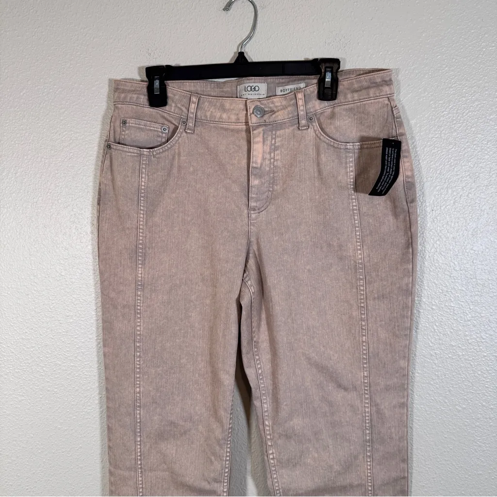 Logo Lori Goldstein Tan Acid Wash Boyfriend Fit Jeans Womens 12 Casual Baggy - Image 11