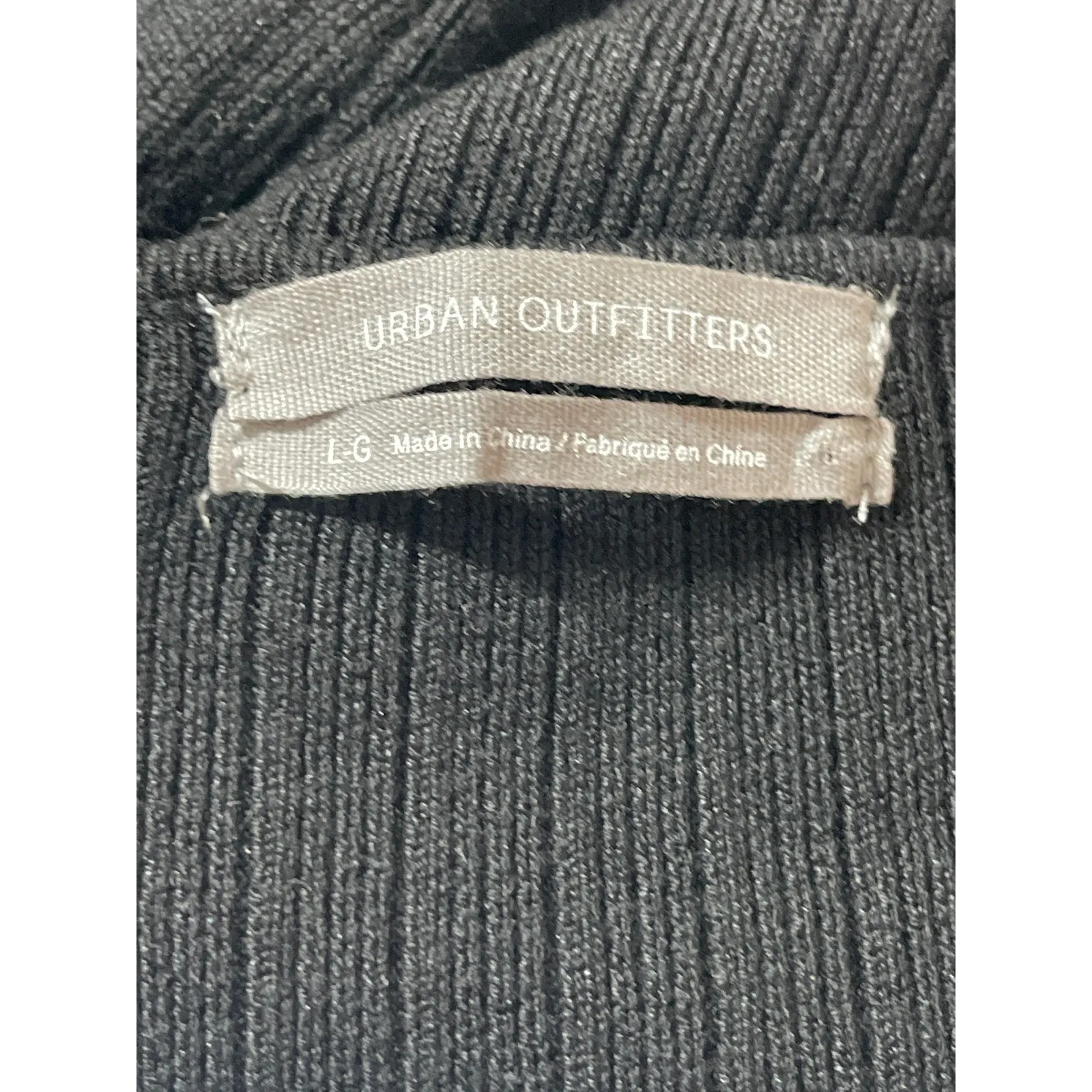 Urban Outfitters Black Rib Knit Square Neck Long Sleeve Crop Sweater Top Size L - Image 4