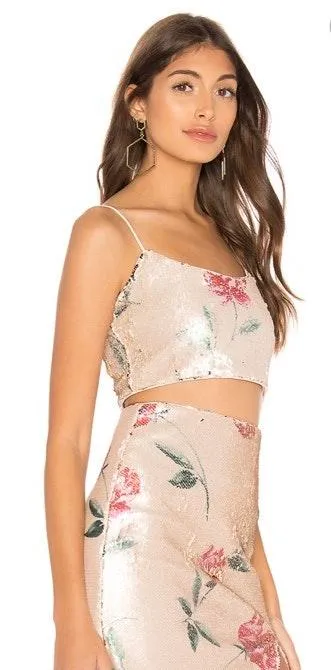 Floral Sequin Crop Top - Image 6