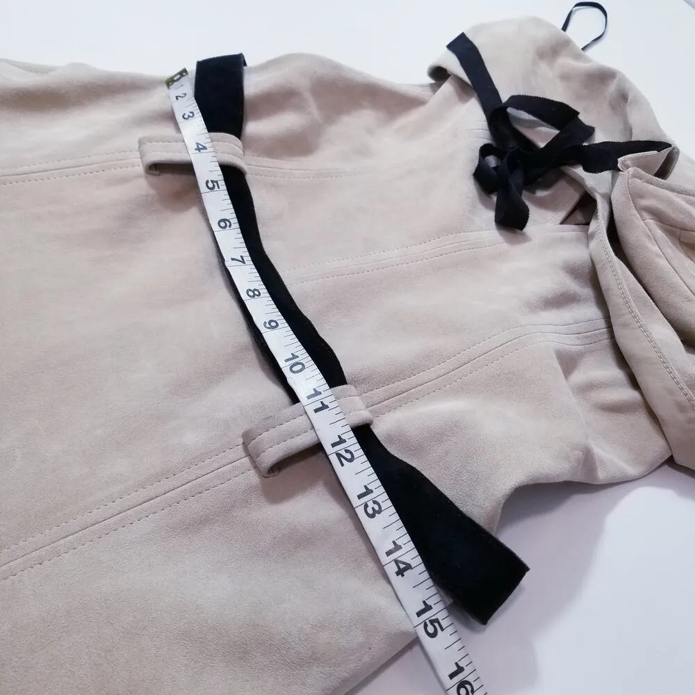 RARE Alexis 100% Genuine Leather Suede Belted Halter Dress with Side pockets - Image 8