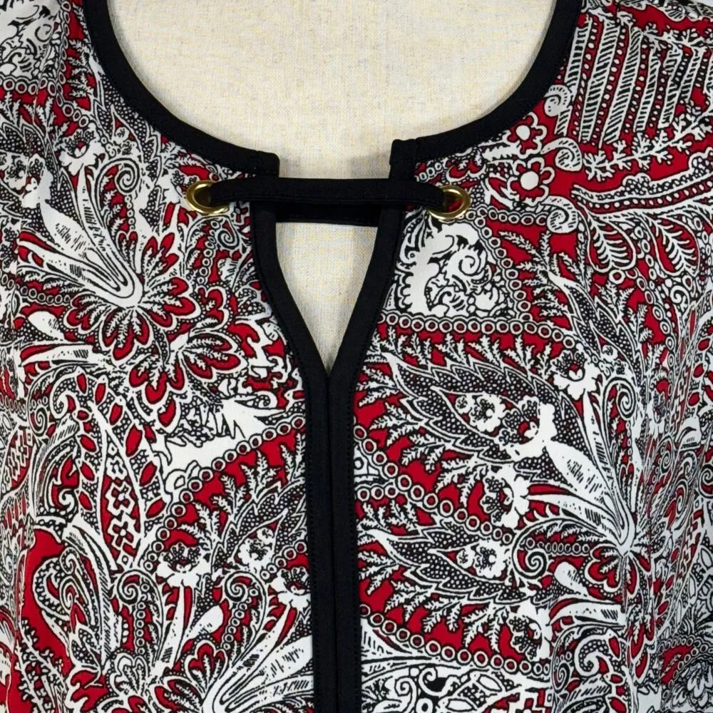 Liz Claiborne Career X-Large Top Sleeveless Floral Stretch Keyhole V-Neck Multi - Image 2