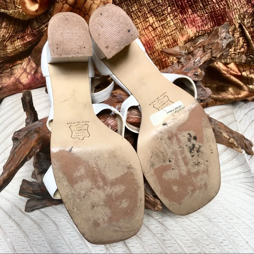 Vtg 90s Jones NY white strappy block heel sandals - Image 5