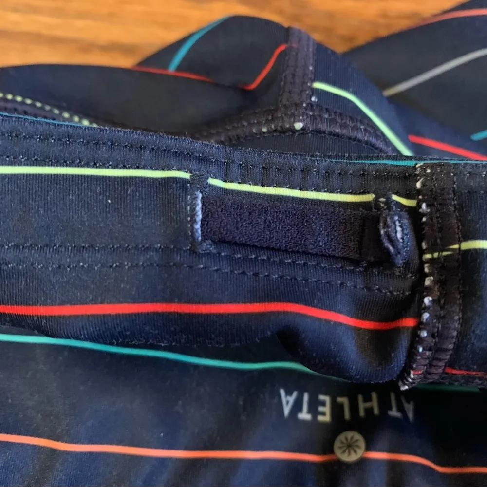 Athleta Multi-stripe Navy Rainbow Sonar Cropped Leggings Tights size Small - Image 7