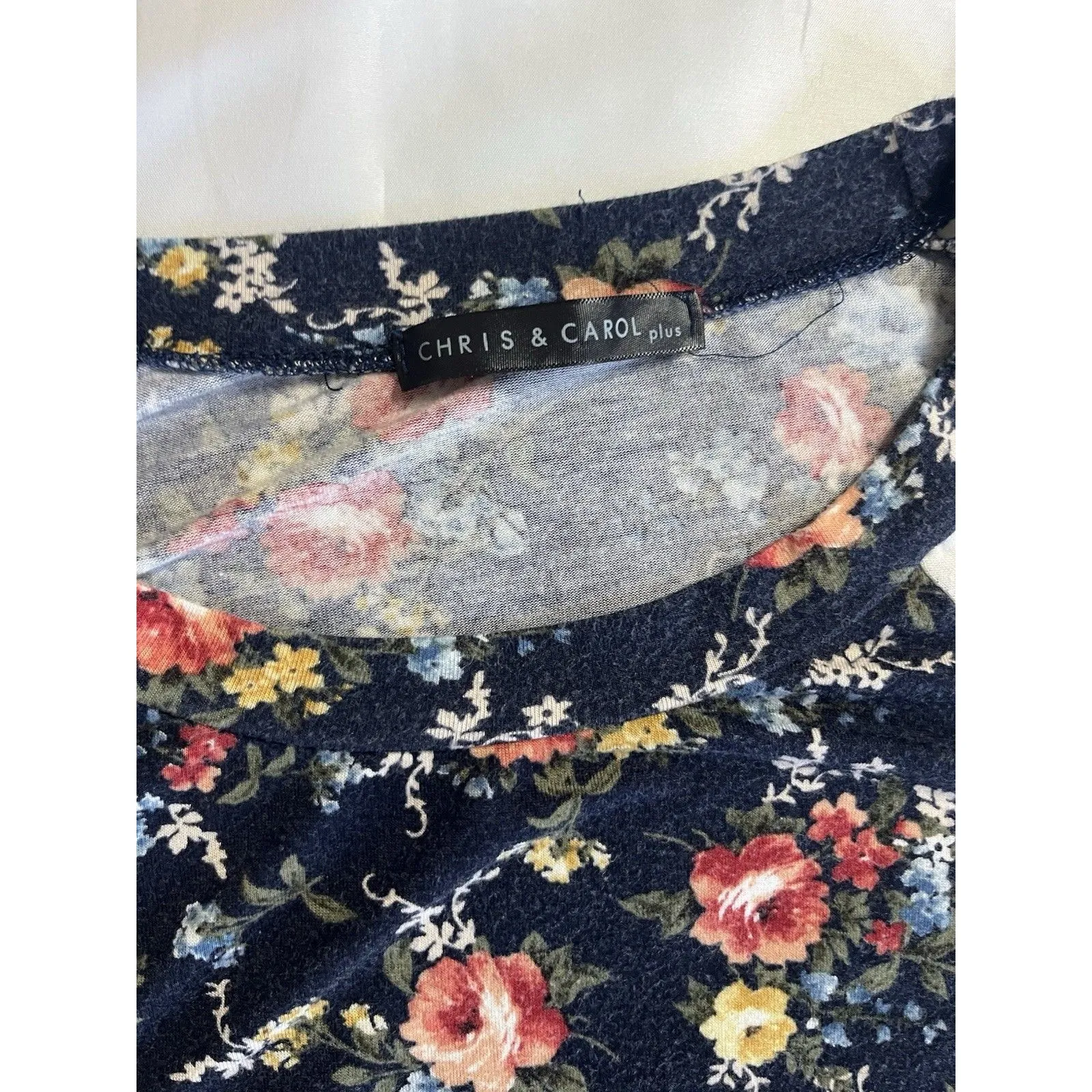 Chris & Carol Baseball Tee Size 2x Floral Stripes Elbow Patch - Image 5