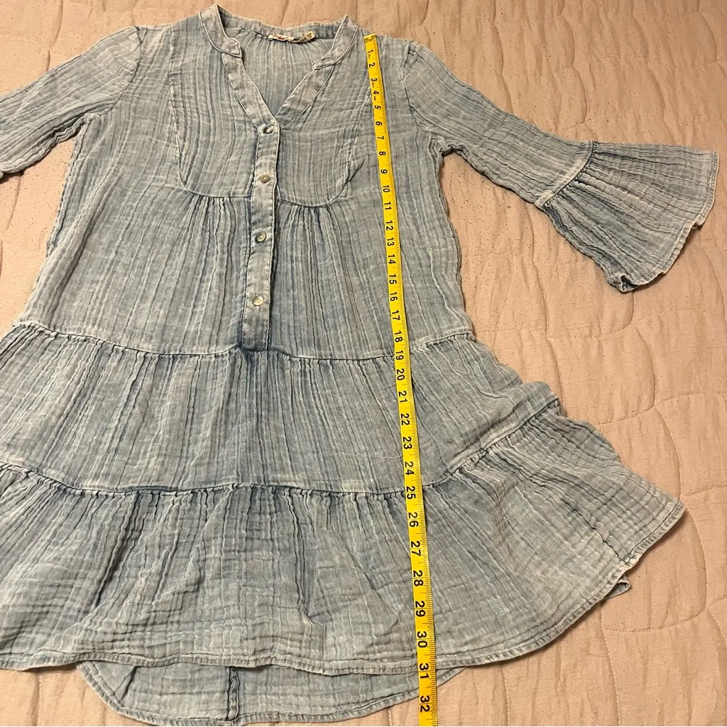 Faherty Dune Cotton Gauze Kasey Dress - Light Indigo Wash - Image 7