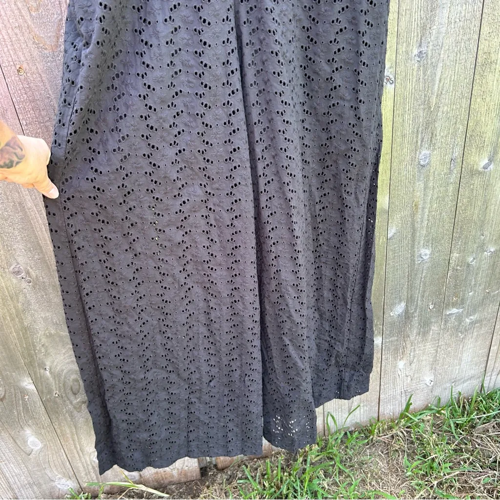 NWT A Loves A Black Eyelet Button‎ Down Wide Leg Jumpsuit SIZE LARGE - Image 7