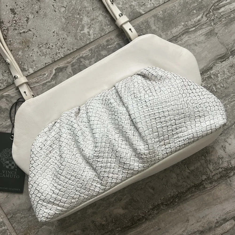 NWT Vince Camuto Amari Leather Clutch Bag in Cotton White, New w/Tag $158 - Image 6