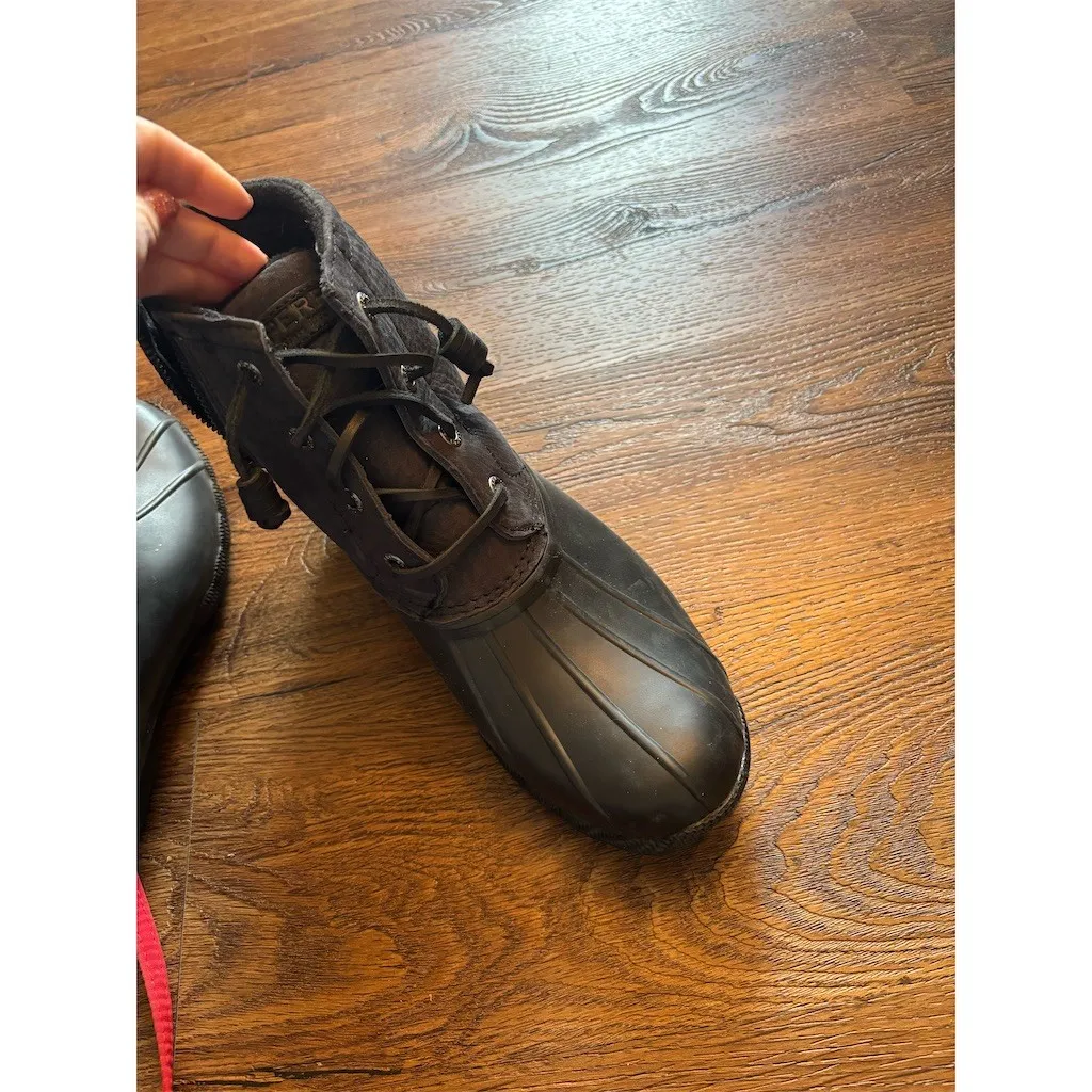 Sperry Saltwater Duck Boots Womens Size 6.5 Black Waterproof Lace-Up Ankle - Image 13