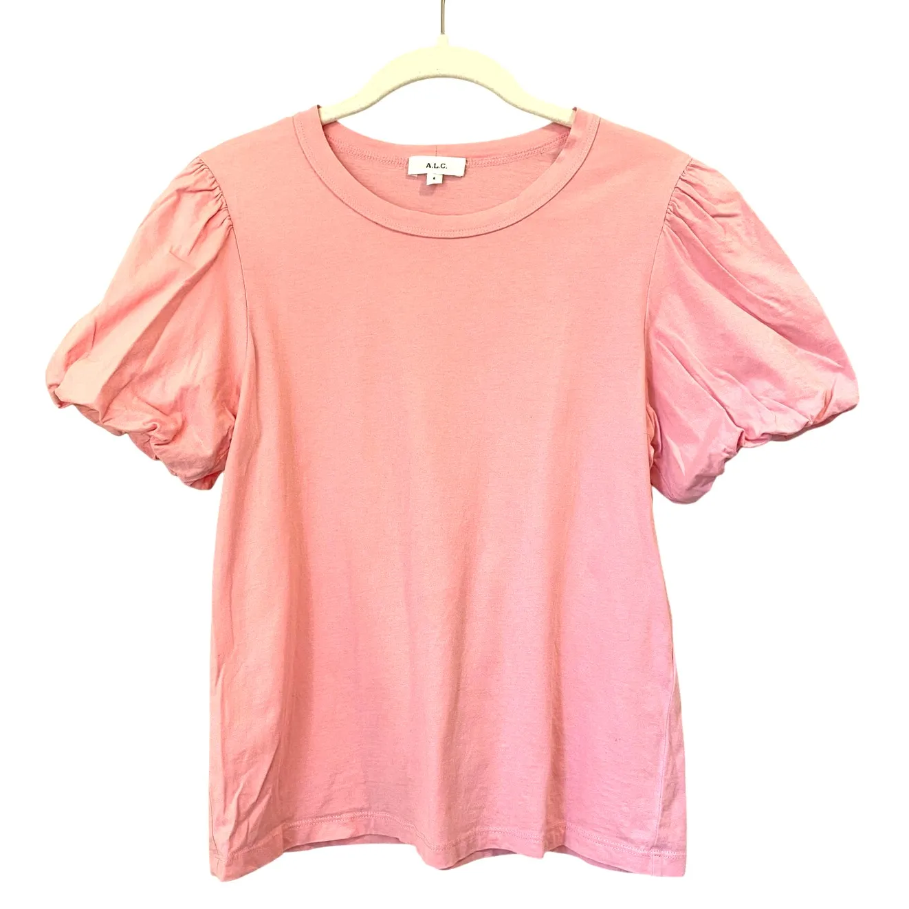 A.L.C. Poole Puff Sleeve Top Tee Shirt Cotton Pink Size S - Image 3