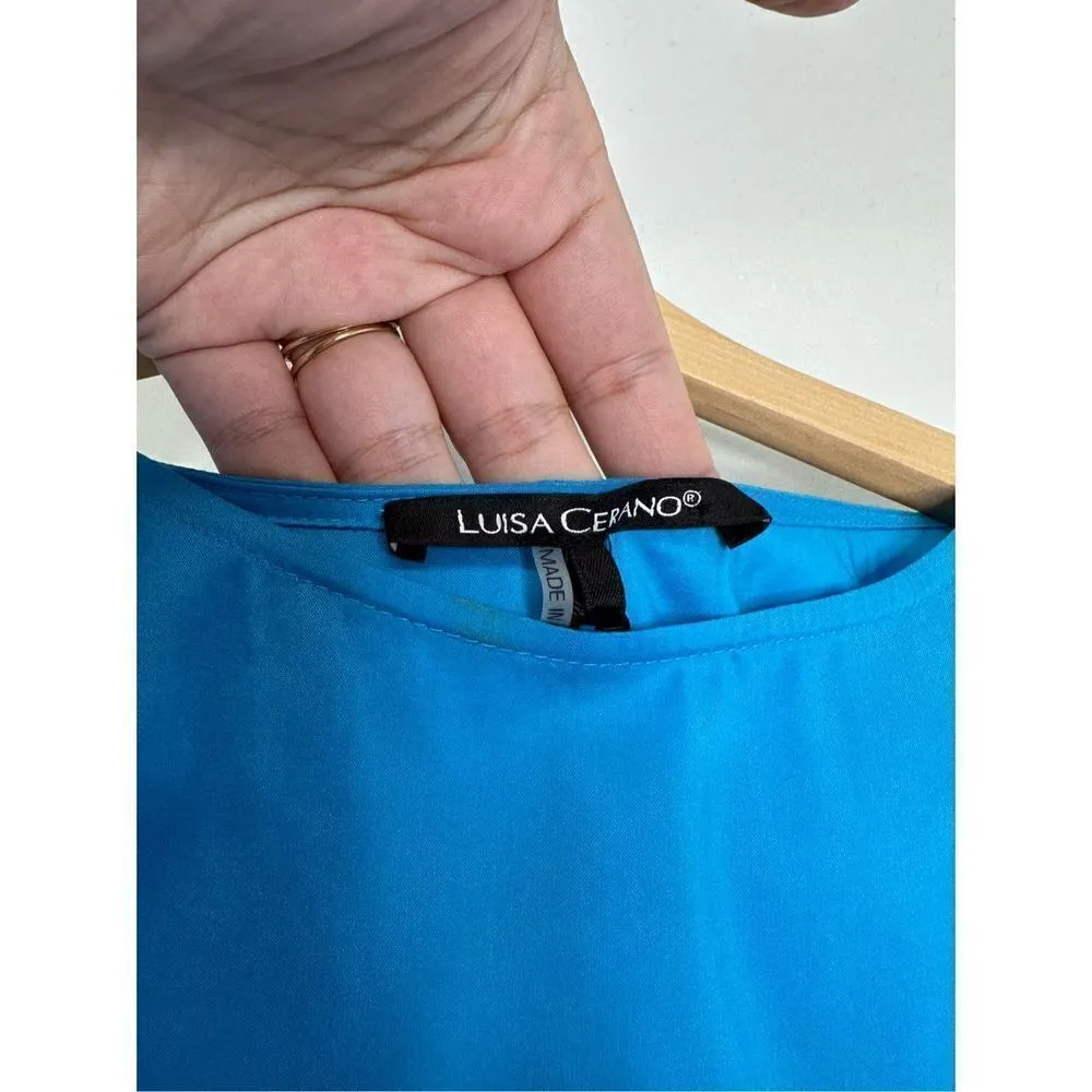 Luisa Cerano Blue 3/4 Sleeve Women’s Boatneck Blouse Size 10 Blue - Image 3