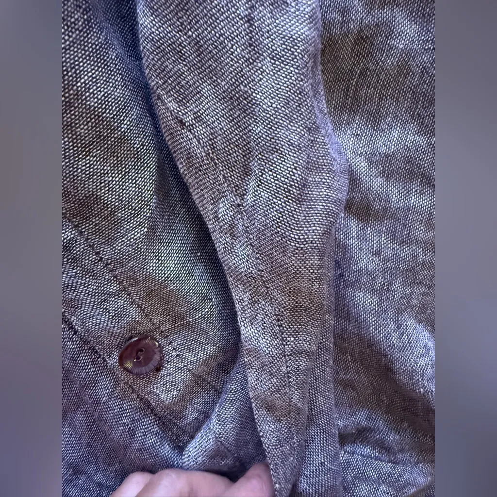 Eileen Fisher gray Sleeveless Sheath Midi linen Button Dress Size XS - Image 16