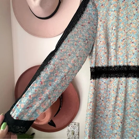 JUICY COUTURE Black Label Floral Maxi Dress‎ Ruffle tiered SIZE 10 fairy grunge - Image 2