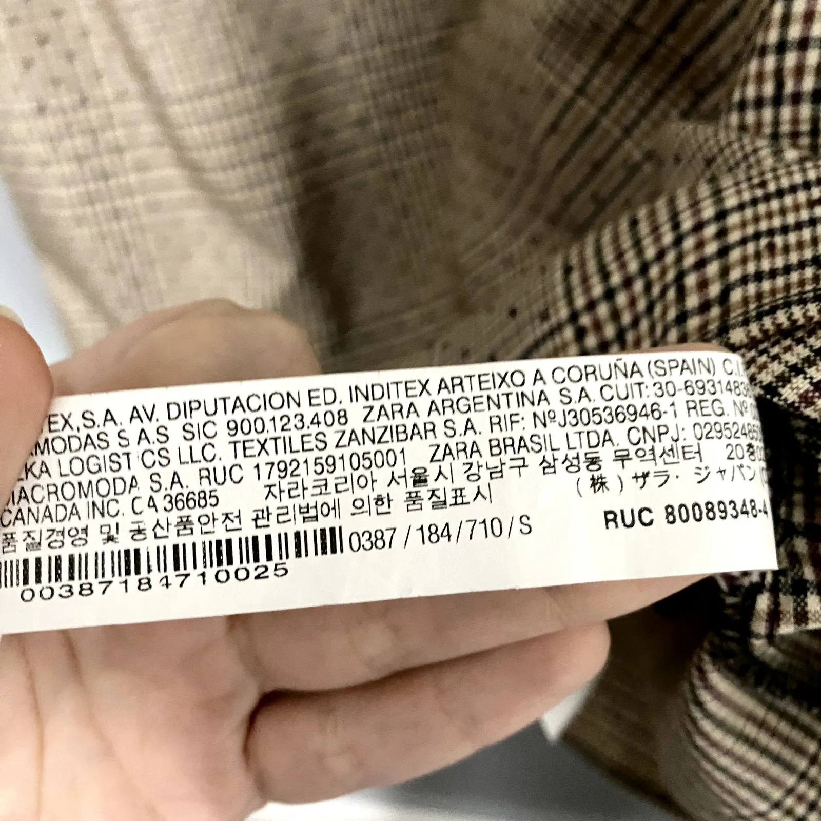 Zara Brown Plaid Puff Sleeves High Neck Classic Minimalist Shift Mini Dress S - Image 3