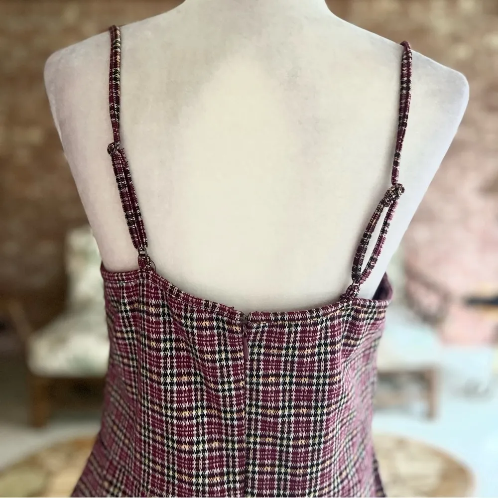 Wild Fable Jumpsuit Cropped Purple Plaid Tweed Knit Sleeveless L (jrs) Preppy - Image 13