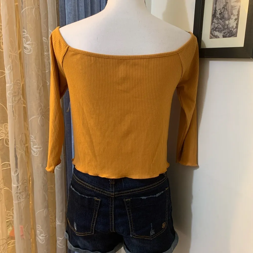 Me to We Mustard Yellow Ribbed Crop Top - Image 5