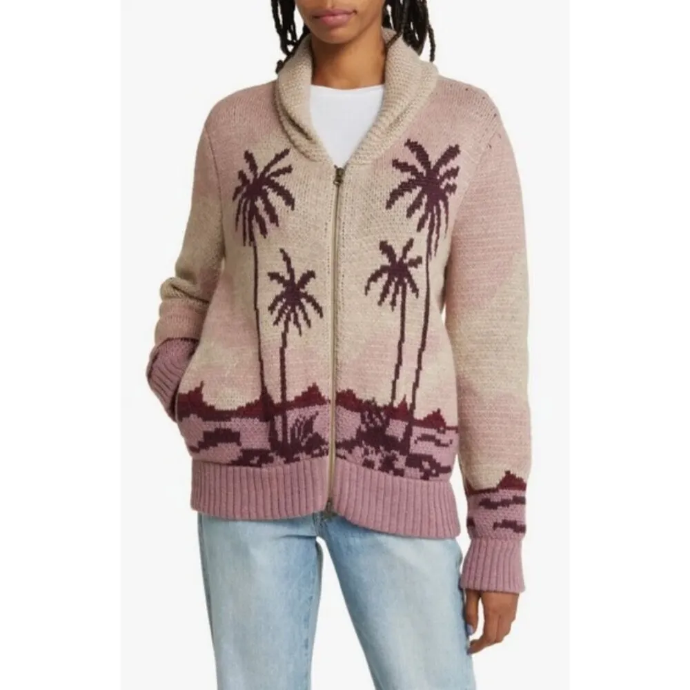💕FAHERTY💕 Beach Cardigan ~ Sunset Palm Print Small S NWT - Image 4