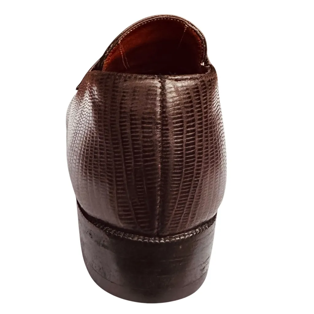 Robert Clergerie Brown Loafers Faux Lizard Skin Embossed Leather 6 1/2 M Vintage Size 6.5 - Image 12
