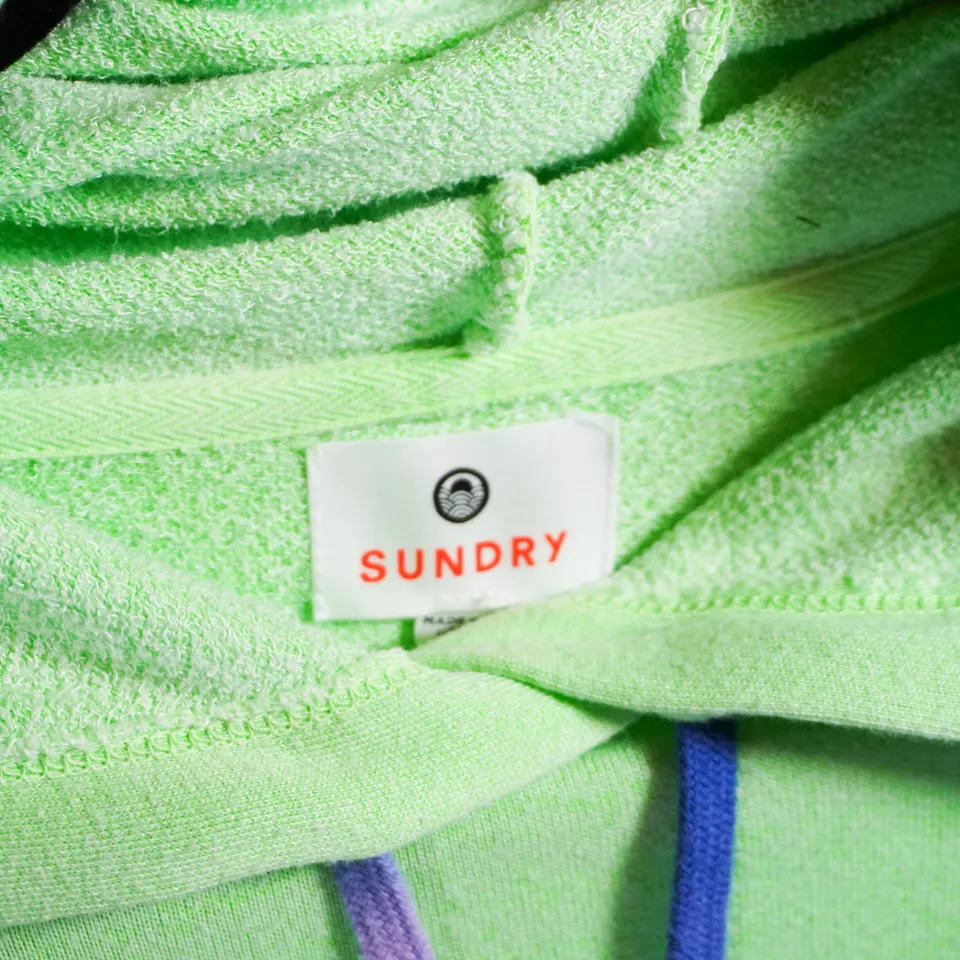 Sundry NEW Basic Cotton Blend Pullover Hoodie Sweatshirt Neon Poplime Green XS - Image 2