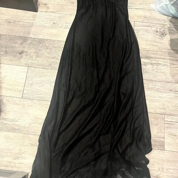 JUMP Womens Black Prom Wedding Guest Sweet 16 Long Maxi Dress Size 5/6 Diamonds - Image 5