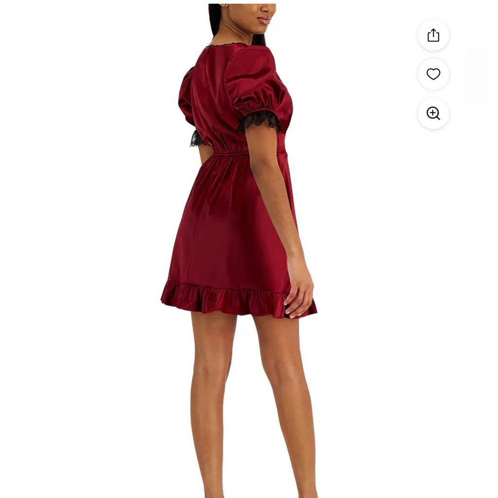 Kit + Sky‎ Red Satin Puff Sleeve Mini Dress Size Small Juniors NWT Whimsigoth - Image 2