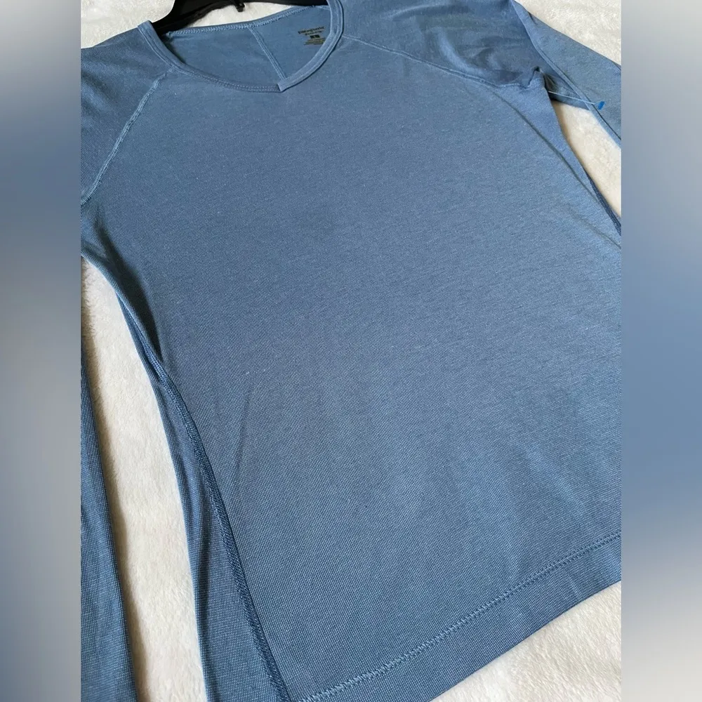 Patagonia Blouse Capilene Women's Large Long Sleeve Blue T-Shirt Top A3 - Image 4
