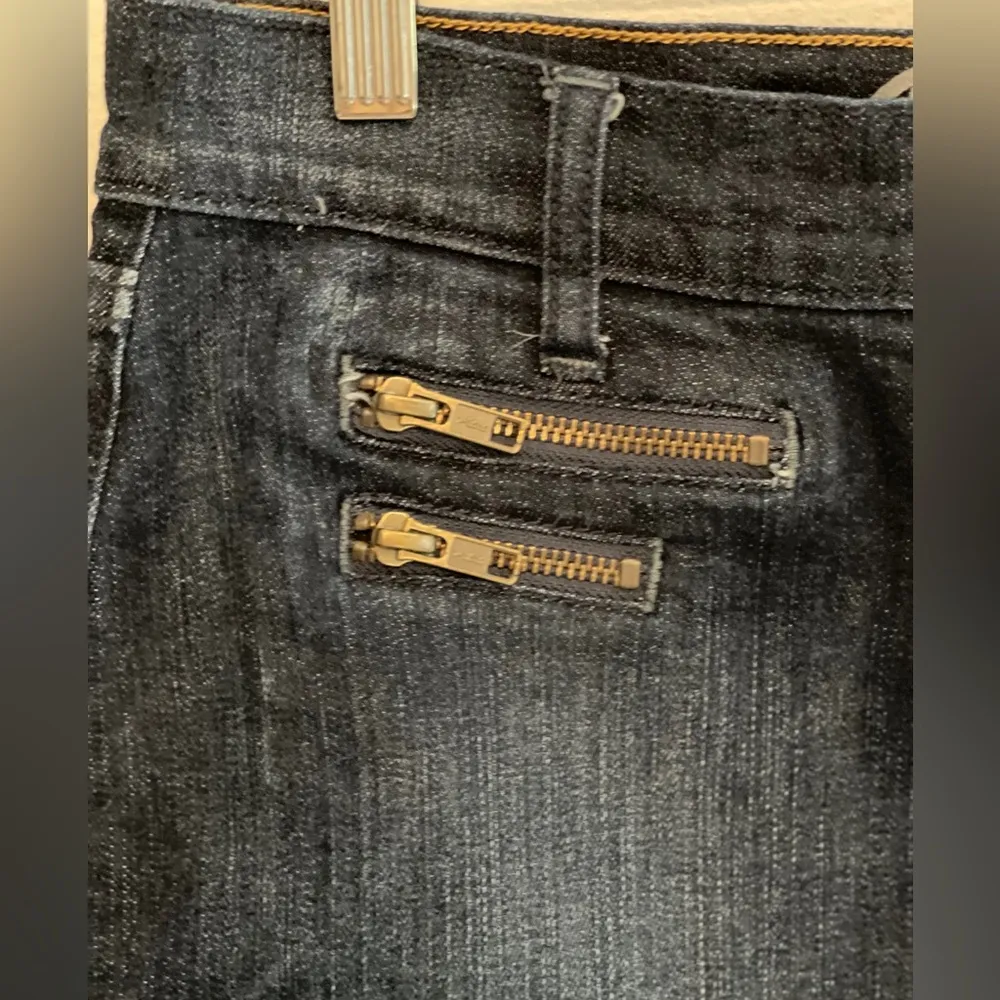 Dark Denim Mini Skirt Zippers Size 2  Stretch Fit Low Rise Cowgirl Punk - Image 4