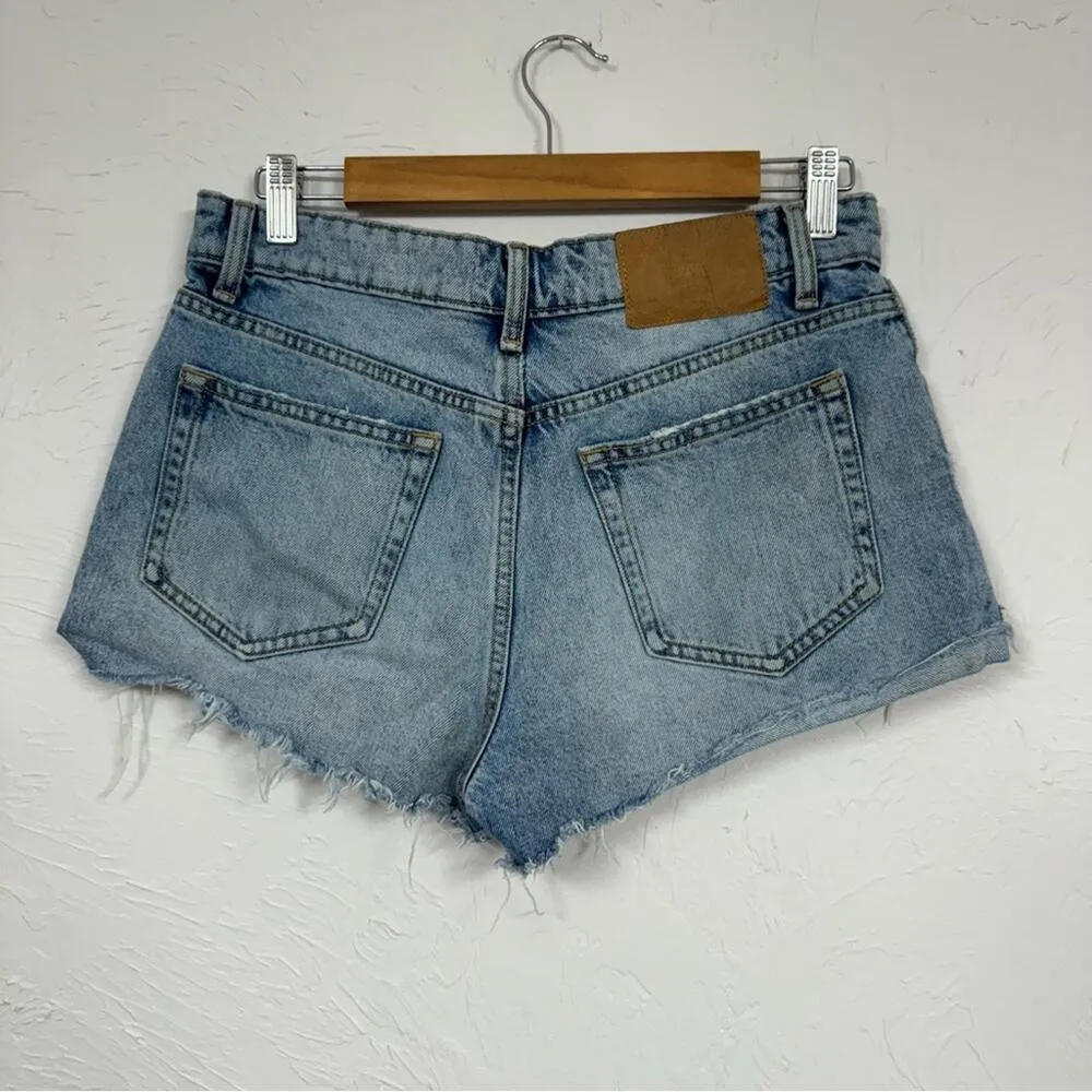 Zara Button Fly Cut Off Jean Shorts Womens 6 Denim Summer Casual Beachy Vacation - Image 5