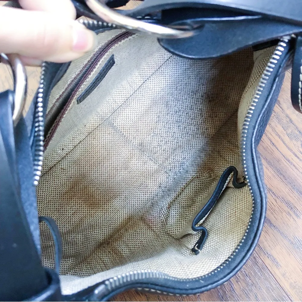 Dooney & Bourke • vintage black leather purse bag pebbled shoulder hobo - Image 12